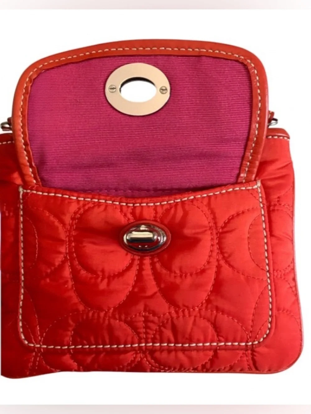 Coach quilted nylon zip around turnlock wristlet